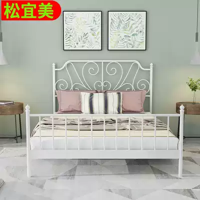 European-style white wrought iron princess bed Simple modern single double bed 1 8m1 5m ins net red Nordic iron frame bed
