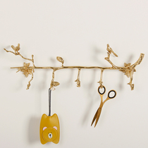 European brass branch bird entrance hanger living room wardrobe retro creative hook model room art wall hanging