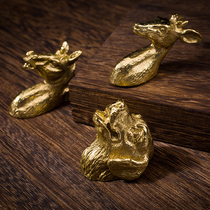 Brass handle single hole door creative Nordic ins golden animal series wardrobe shoe cabinet drawer retro door handle