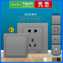 Schneider Jun Serie Series fluorescent grey TV Phone computer 23 holes 5-hole 86 type switch socket panel