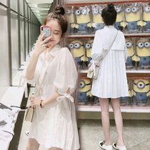 Pregnant women Spring top 2021 New Korean fashion loose pregnant women shirt dress spring summer long