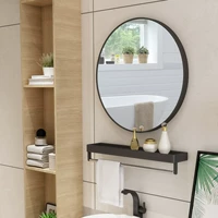 Ванная комната круглое зеркало -Бесплатная полка для ремня, туалетная ванная, туалет, круглая стена -зеркало для макияжа