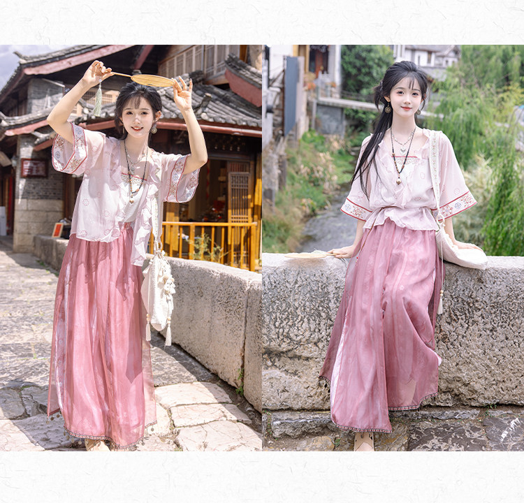 Китайцы одежда наборы 川黛时光：风回南诏 坦领上衣灯笼裤改良汉服国风汉元素套装女夏