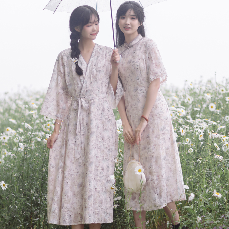 Sichuan Dei Time: Flowers Open Early Twin Sister's Qipao Dress Sensuo's Long Edition Broken Flowers Skirt