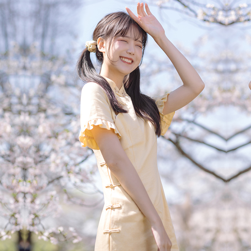 ChuanDai Time: Kite Mistake Reproduction Original Girl Cardigan Cheongsam Element Contrast Fake Two Dresses