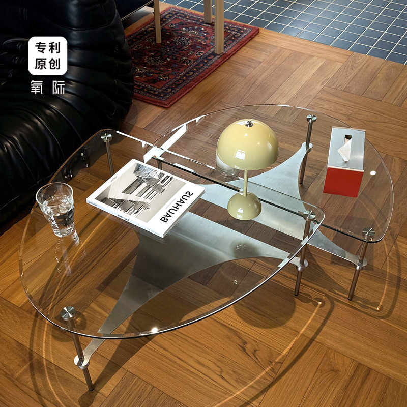 Oxygen Interface | Silver Wing Coffee Table Set Tempered Glass Living Room Oval Side Table Bauhaus Style Stainless Steel Coffee Table Oxygen Interface | Silver Wing Coffee Table Set Tempered Glass Living Room Oval Side Table Bauhaus Style Stainless Steel Coffee Table