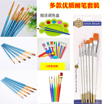 High-quality nylon brush set for childrens painting flat pointed brush watercolor acrylic graffiti strokes brush