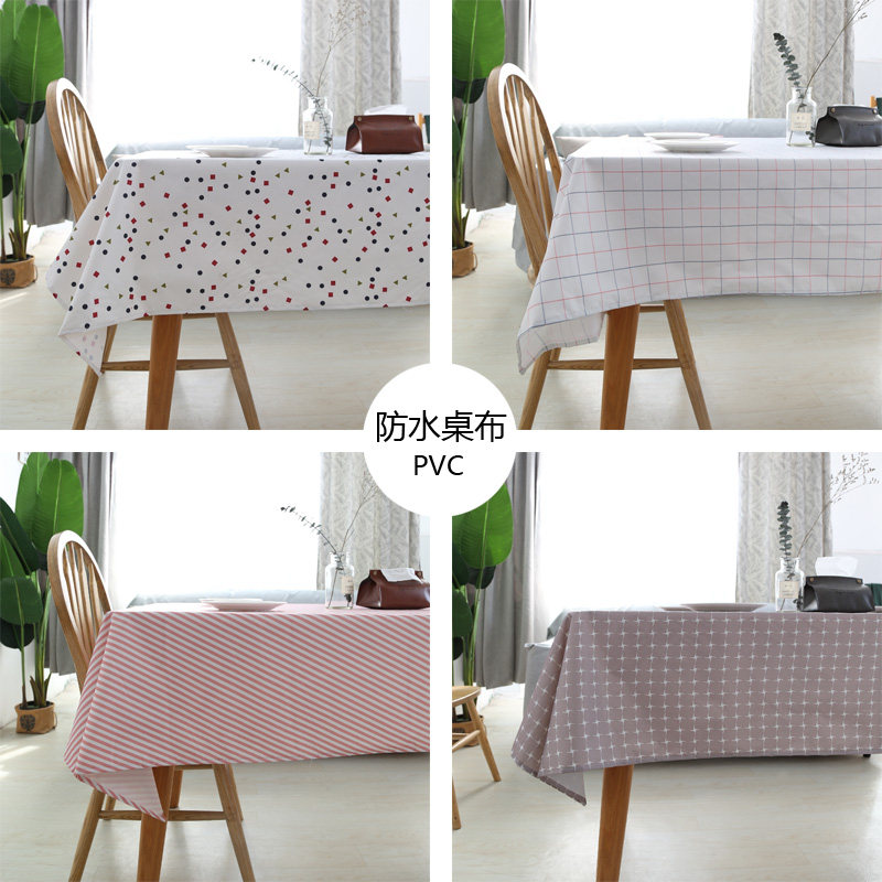 Minimalist modern Nordic wind grid red table cloth art rectangular tea table fresh and waterproof anti-stain PVC table mat