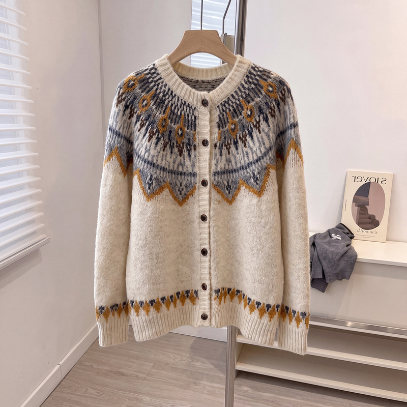 Unique and Beautiful Knitted Cardigan for Women, 2026 Autumn and Winter New Style, Plus Size, Slimming Retro Sweater Coat