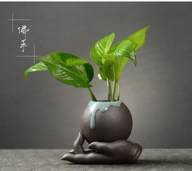Cây thủy canh nhỏ cát tự nhiên nhỏ có thể được trồng bình hoa phòng khách khay trà trang trí đồ trang trí hoa trà vật nuôi - Vase / Bồn hoa & Kệ chậu trồng cây ban công