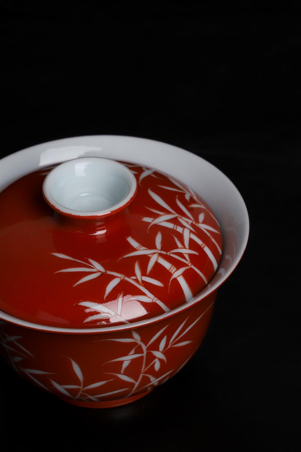 Offered home - cooked at flavour manual coral red white name plum bamboo grain tureen jingdezhen ceramic tea set tea cup