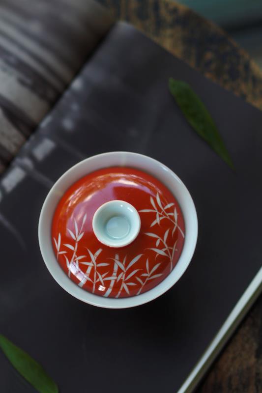 Offered home - cooked at flavour manual coral red white name plum bamboo grain tureen jingdezhen ceramic tea set tea cup