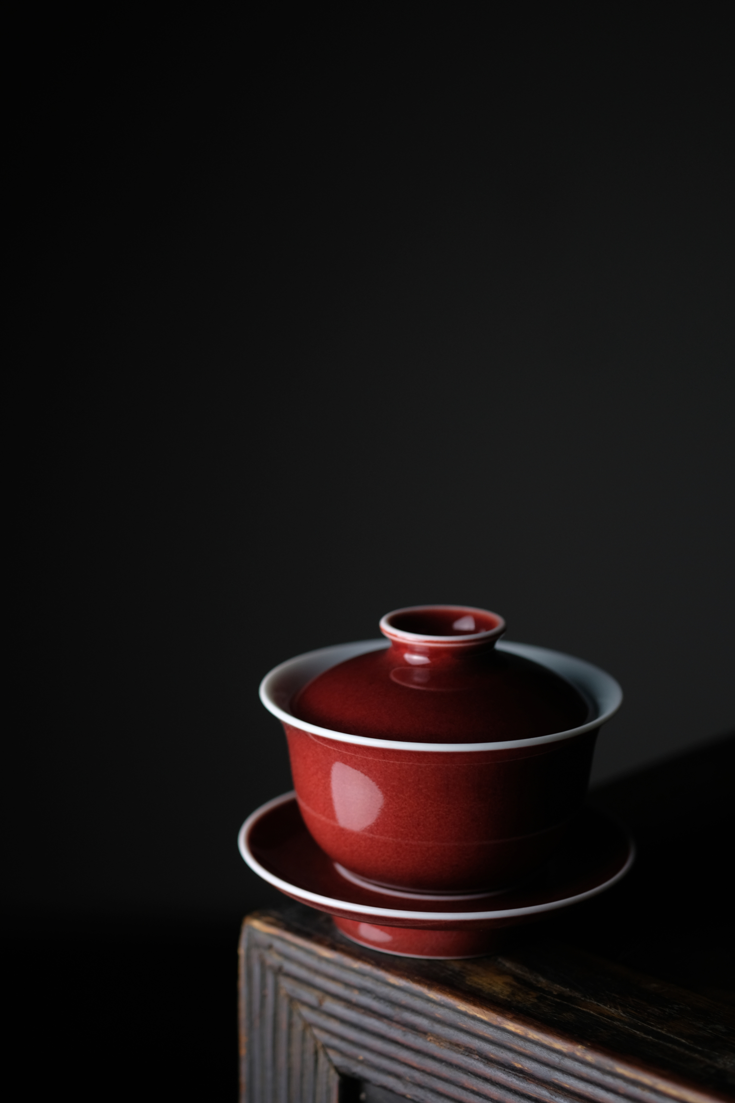 Offered home - cooked taste at the red ji red glaze three it tureen lid cup of jingdezhen ceramic tea bowl of tea by hand