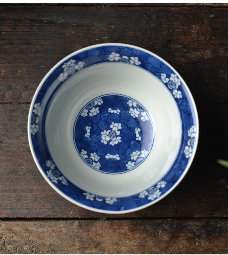 Offered home - cooked ju kangxi wind jingdezhen blue and white ice MeiWen hand - made porcelain bowl manual archaize ceramic bowl