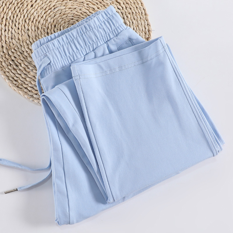 Light Blue Pants for Women, Summer Thin Straight-Leg Pants, 2026 New Style, Women's Casual Sweatpants, Pure Cotton Loose Sports Pants