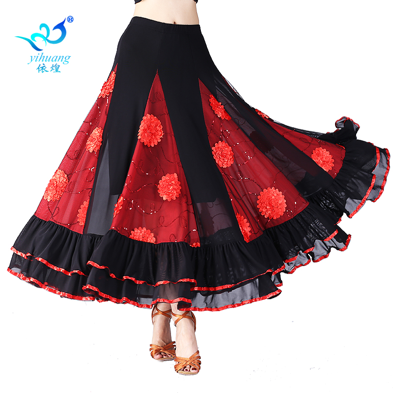 New Morden Dance Half Body Dress National Mark Dance Waltz Gig Costume Big Swing Dress Performance Woman long dress Adults