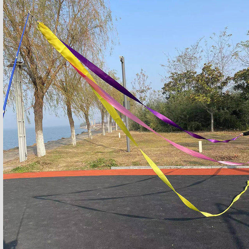 Ribbon Square Dance Fitness Mid-Age Fitness Dance Art Gymnastics Colored with Ribbon Ribbon and Coarse Extension Rod