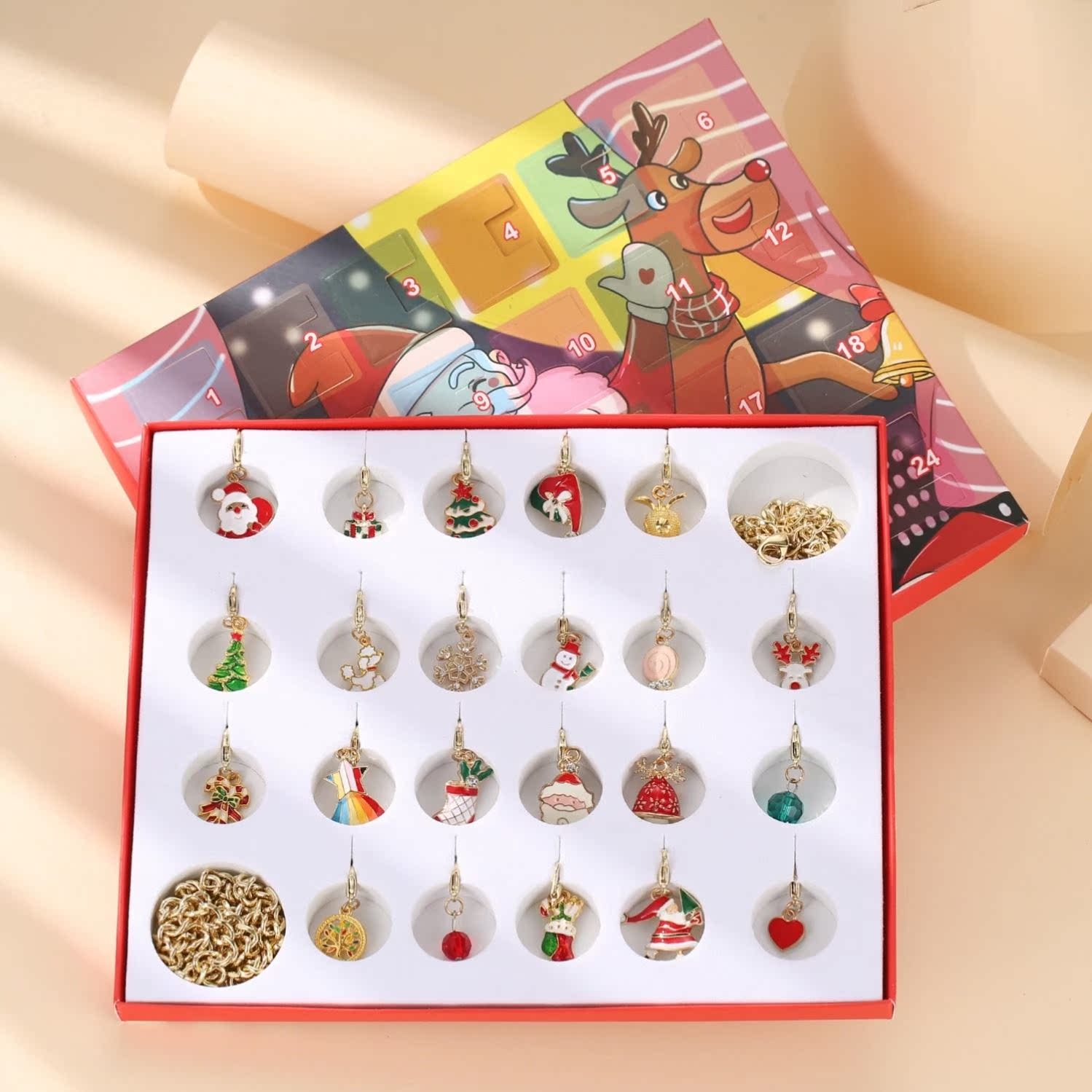 2022 New Year children's diy beaded hand theme earrings countdown blind box girl jewelry countdown calendar ceremony