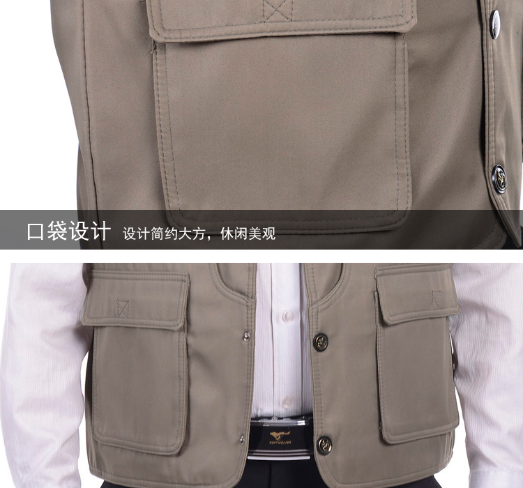 Mùa đông nam vest dày dày vest vest ấm áp mùa đông quilted vest đa túi bông vest áo thun ba lỗ