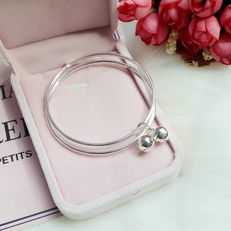 Khí tiết ngọt ngào nhỏ tươi đôi vòng tay chuông bạc Vòng tay dễ thương Vòng tay sinh viên gửi bạn gái vòng tay trẻ em vòng cuff bạc