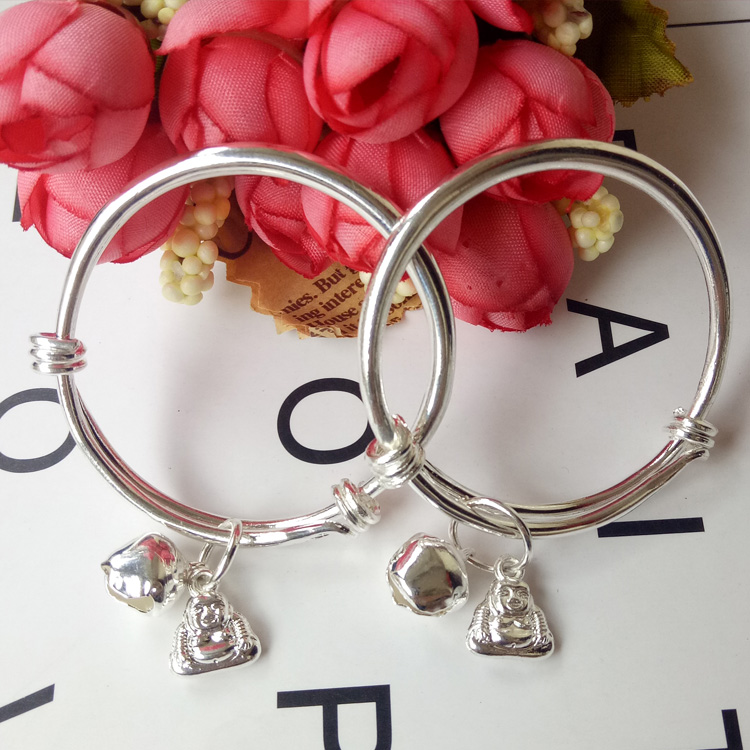 Đàn ông và phụ nữ bé Guanyin vòng tay Phật Dễ thương em bé sơ sinh trăng tròn có thể điều chỉnh vòng tay Bell quà tặng trẻ em vòng vàng 18k kiểu mới
