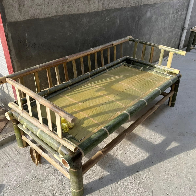 Bamboo Bed, Handcrafted Bamboo Weaving, Traditional Old-Style Cooling Bed, Simple Bamboo Couch, Home Leisure Single/Double Nap Bed