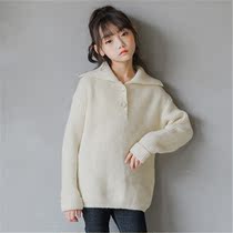 Next win girl sweater long 2021 Winter new Korean knitwear foreign children pullover base shirt