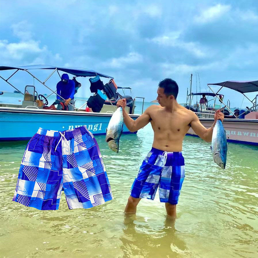 Plaid minimalist days Sleeping Pants Women Men's Summer Beach Pants Speed Dry Thin and Underwater Shorts Lovers Home Pants