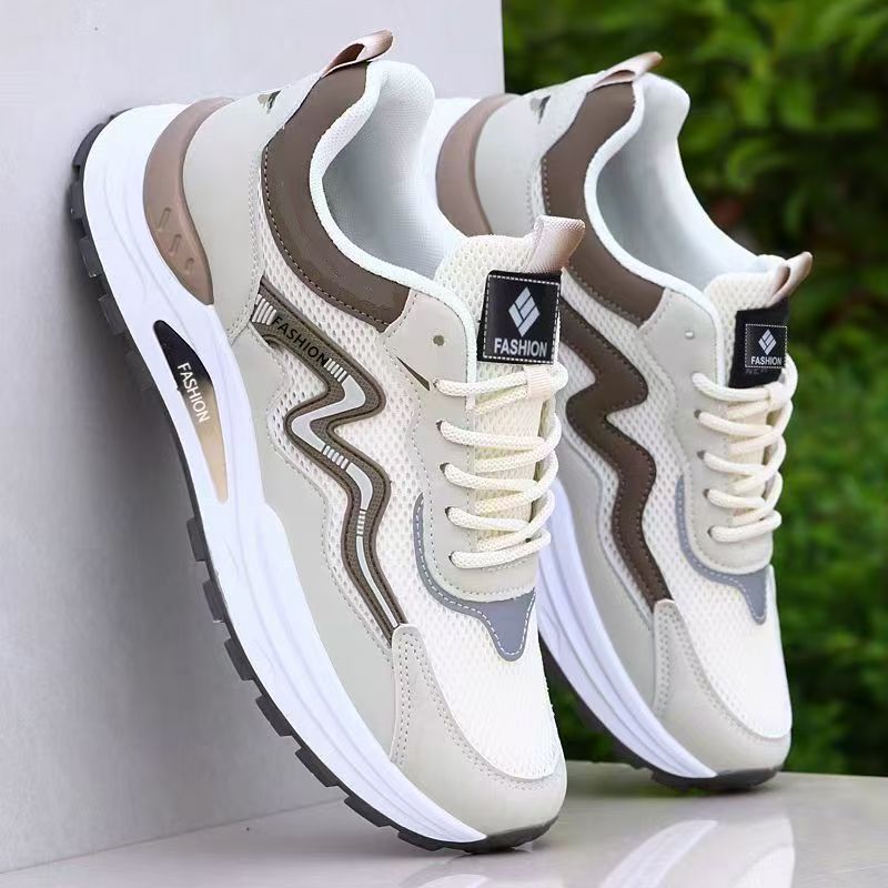 New Spring and Summer Men's Shoes, Breathable Mesh Thick-Soled Sports and Casual Shoes, Trendy and Versatile, Soft-Soled, Waterproof and Non-Slip Running Shoes