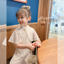 Korea ins baby skirt children dress 2021 summer dress cheongsam girl Summer short sleeve Hanfu childrens dress 3