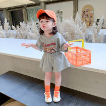 Korean ins girls summer suit 2021 summer foreign girl children baby short-sleeved shorts two-piece tide 3