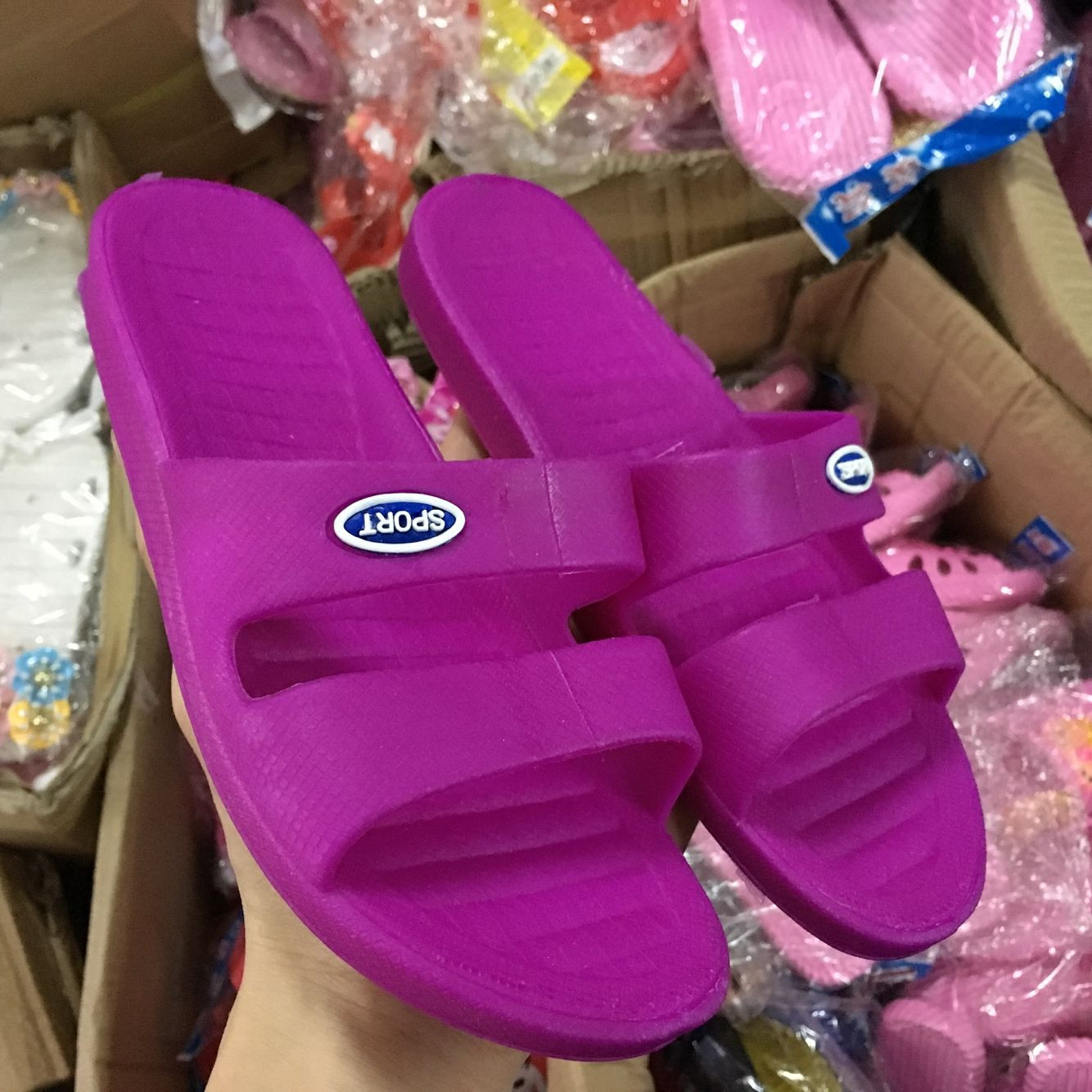 Classic old style Shanhe 010 candy color stitching memory slippers on both sides