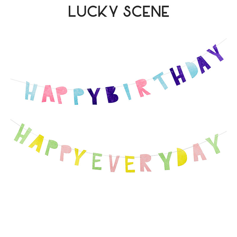 (Auspicious Prop) Happy birthday Decorative Pull Flag Photo Banquet Baby Boy Birthday Unicorn Colourful-Taobao