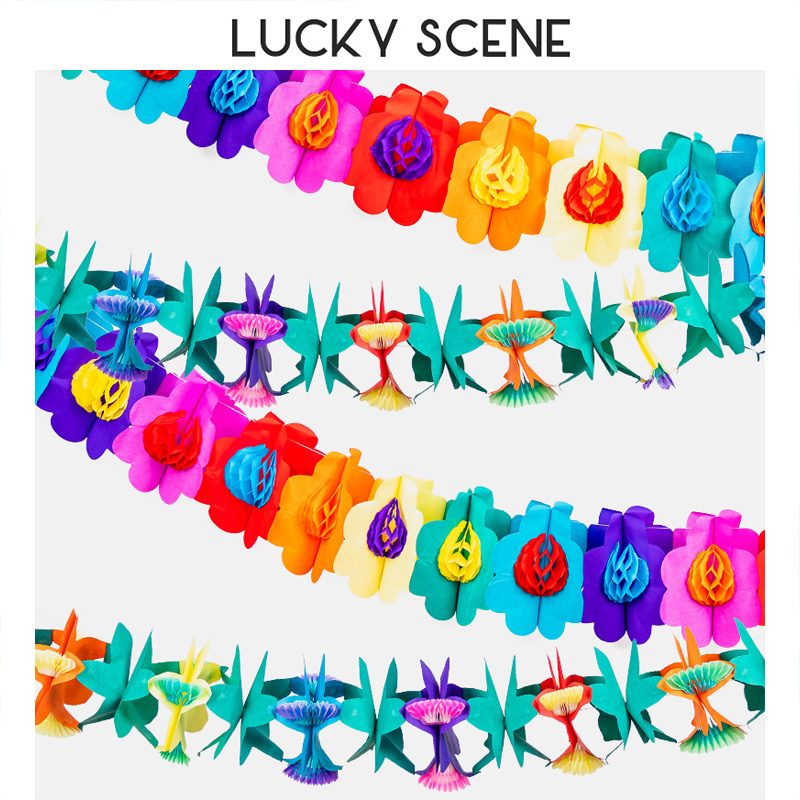 Paper pull flower stereo flower pull flower peanut birthday party pull flag tropical Hawaii