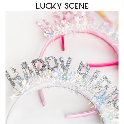 【 Auspicious Items 】 Birthday hairband, glitter sequins, children's headwear, decorative headband, birthday hat, crown, headwear