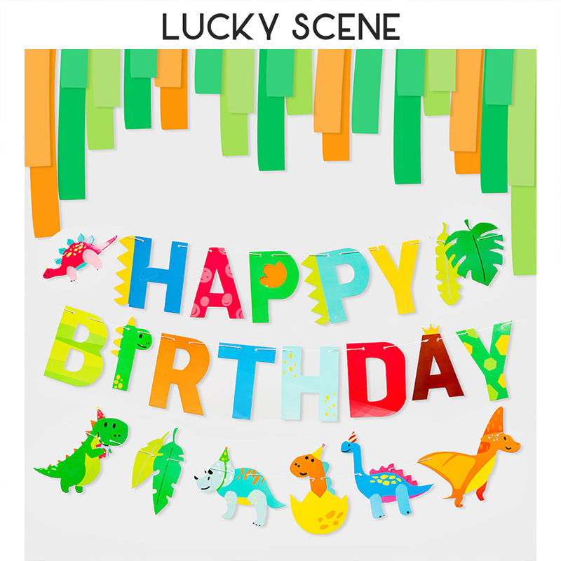 Dinosaur Car Universe Flag Party Decorated Kindergarten Decoration for Birthday Decoration