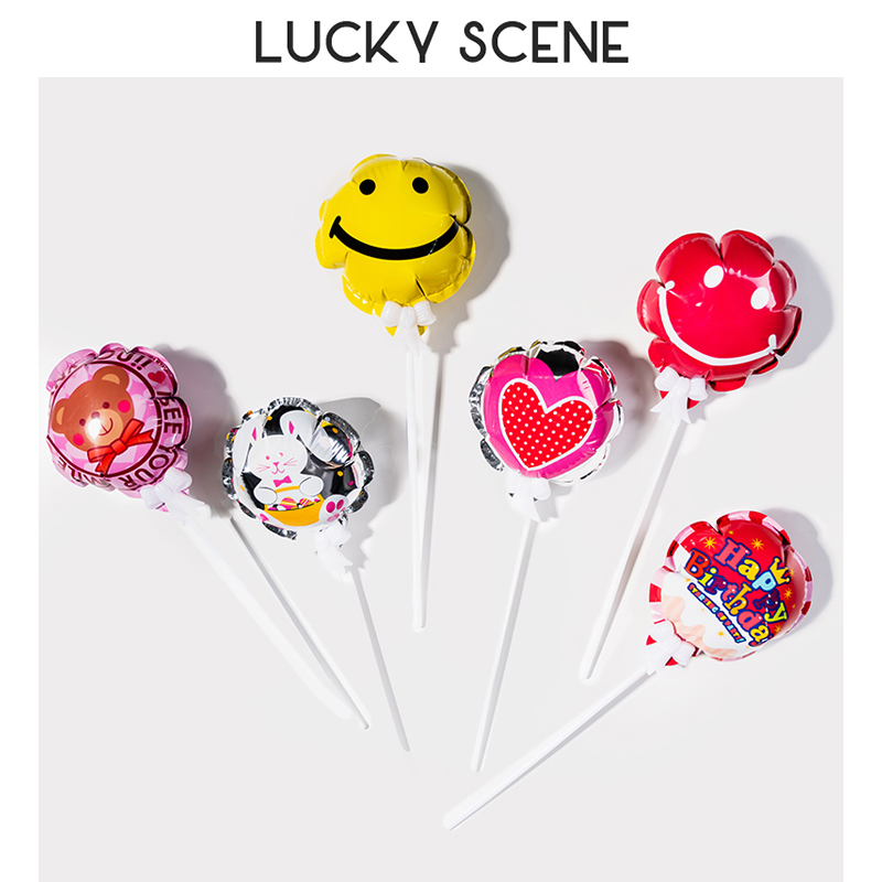 (Auspicious Props) Mini Automatic Inflatable Ball Small Bear Cake Decoration Inserted Aluminium Film Ball Inserted Flag Happy Birthday-Taobao