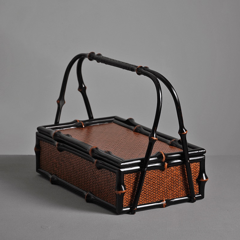 Handmade Natural Bamboo Tea Box, Bamboo Woven Tea Set Storage Bag, Portable Chinese-Style Carrying Box, Tea Box, Tea Basket, High-End Tea Space