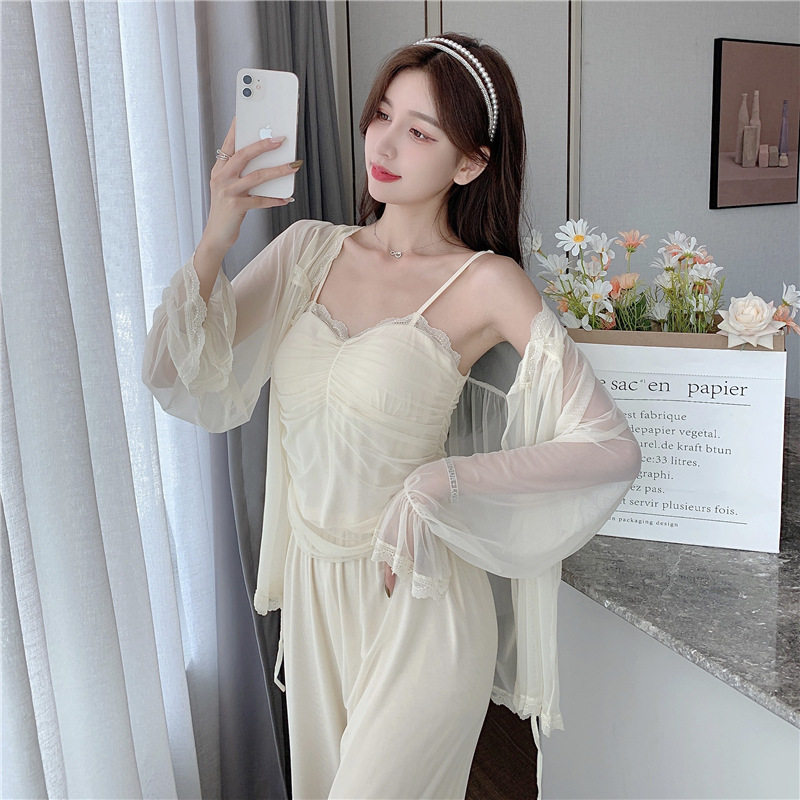 Modal pajamas women's spring, autumn and summer 2022 new net red hot style pure desire style with chest pad suit home clothes