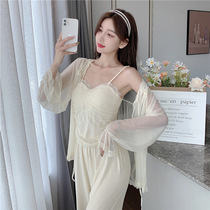 Modal pajamas womens spring autumn and summer 2022 new net red hot style pure desire style with chest pad suit home service