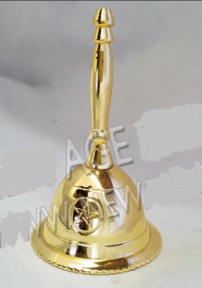 Imported Pentacle Brass Gold Polish Altar Bell gold-plated five-pointed star witch bell (now