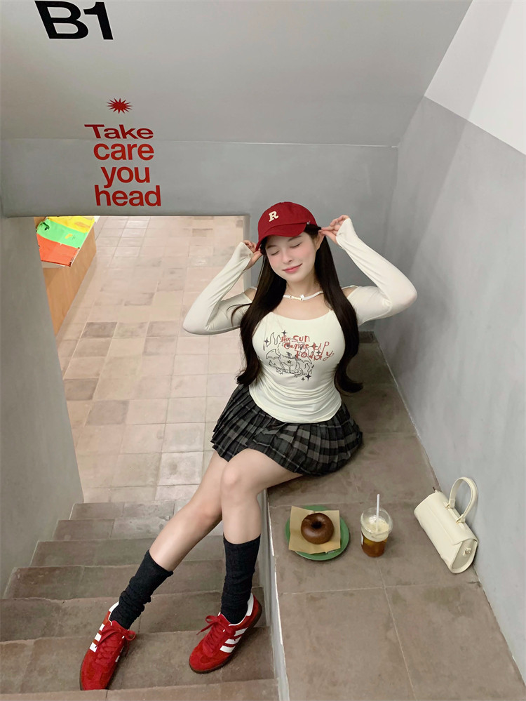 周白子 黃格紋百褶 微胖韓系校園風穿搭百褶顯瘦A字格子女半身裙|半身裙|ETMall東森購物網