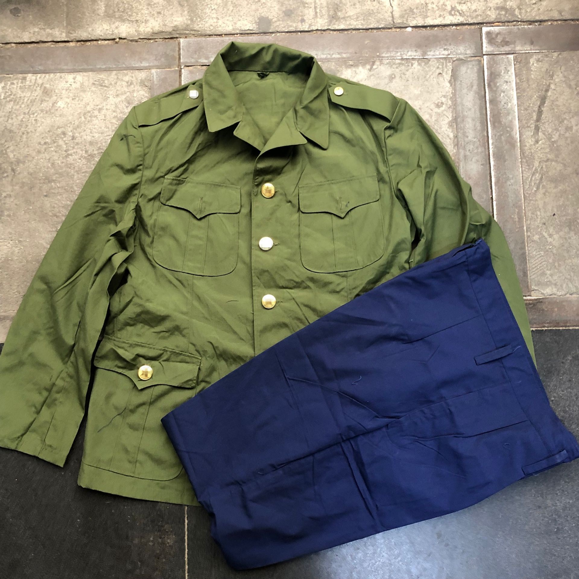 Inventory old fashioned 87-style sure good summer uniform with yellow down blue suit collar nostalgic clothing