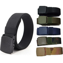Outdoor sports nylon belt mens canvas iron-free non-metallic plastic buckle fabric fashion woven belt