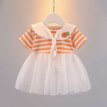 Girls summer striped gauze skirt 0-2 years old 3 baby summer dress western style dress princess skirt summer little girl skirt