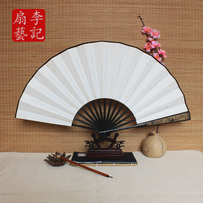 Li Kee Fan Art ten Inch China Wind Men's Folding Fan Ancient Wind Fan Silk Big Silk Fan Classical Process Folding Fan