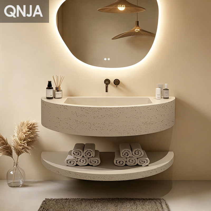 Wabi-Sabi Style Cave Stone Bathroom Cabinet Integrated Wall-Mounted Washbasin Designer Art Personalized Washstand Wabi-Sabi Style Cave Stone Bathroom Cabinet Integrated Wall-Mounted Washbasin Designer Art Personalized Washstand