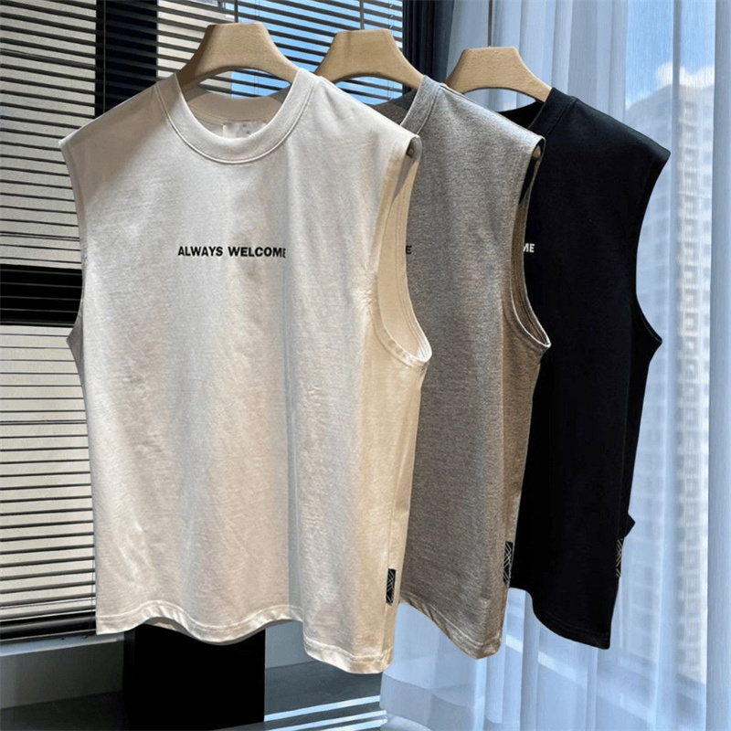 Summer White Sports Tank Top for Men, Fitness Influencer Style, American Basketball Thin Sleeveless T-Shirt Top