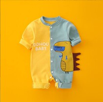 Baby Single Zal Tooth Mandarin Trousers One-piece Suit Spring Autumn Pure Cotton Long Sleeve Climbing Suit Close-fitting Pajamas Cute Net Red