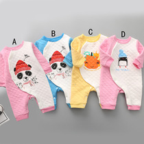 Baby jumpsuit crawling clothes autumn ha clothes newborn cotton crawling clothes Mandarin duck pants baby teething 100 days old single teeth